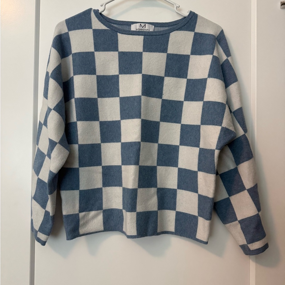 Magaschoni Blue and White Knit Top